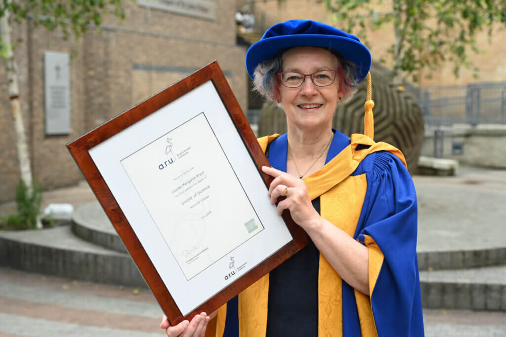 Louise Pryor receives her Honorary Doctorate from Anglia Ruskin University