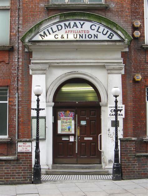 The entrance to the Mildmay Club in Stoke Newington.